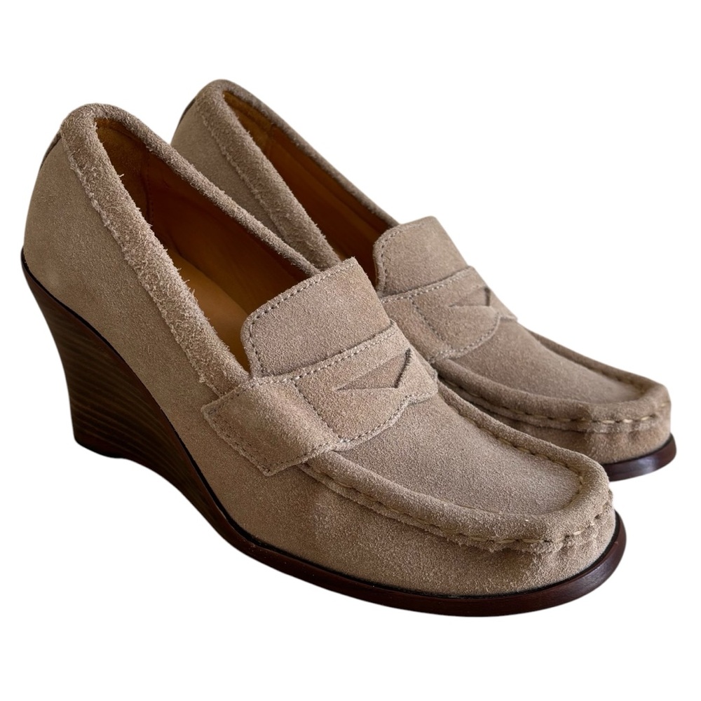 KORS Sand Suede Wedge Loafers
